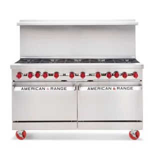 American Range AR-36G-4B 60 4 Burner Gas Range w/ 36 Griddle & 2 Standard Ovens