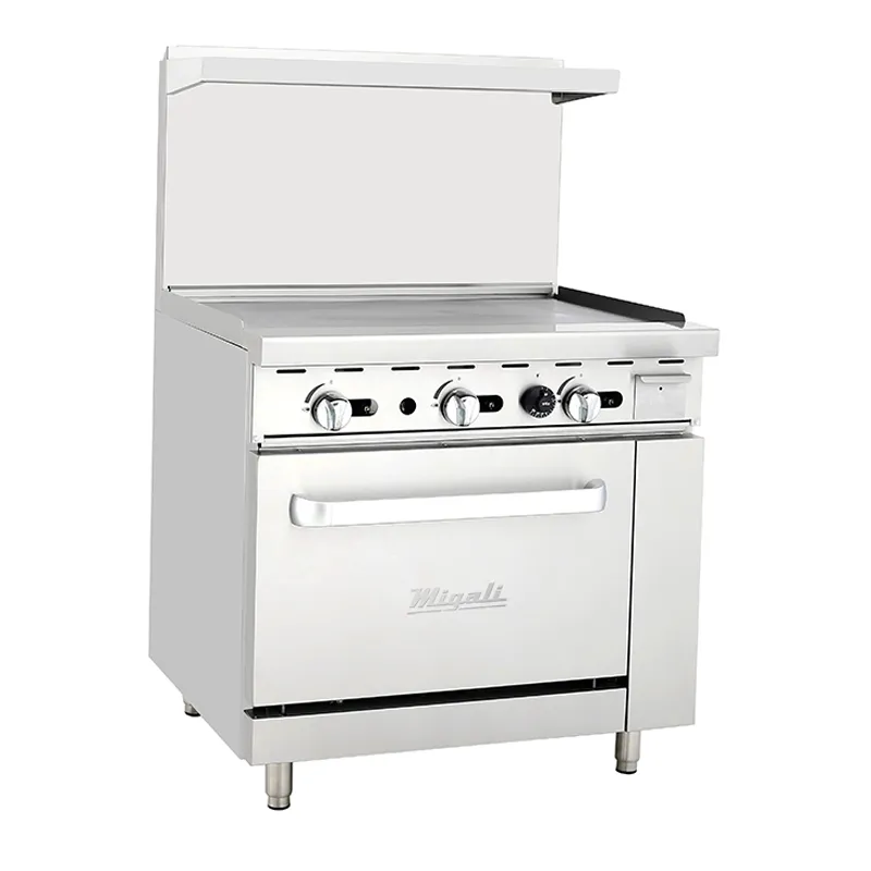 Migali - C-RO-36G-NG. Commercial 36 Griddle Oven Range Natural Gas BTU102000