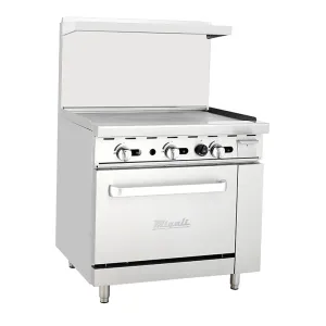 Migali - C-RO-36G-NG. Commercial 36 Griddle Oven Range Natural Gas BTU102000