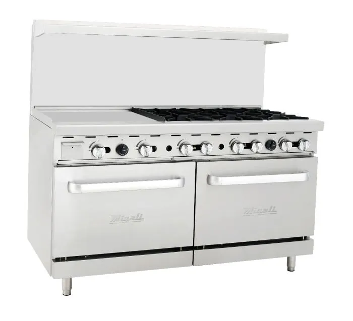 Migali - C-RO6B-24GL-LP. Commercial 60 6 Burner. 24 Griddle Oven Range Liquid Propane BTU240000