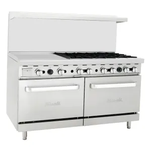 Migali - C-RO6B-24GL-NG. Commercial 60 Oven Range 6 Burner/ 24 Griddle Natural Gas BTU240000