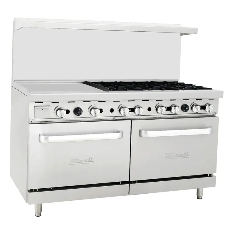 Migali - C-RO6B-24GL-NG. Commercial 60 Oven Range 6 Burner/ 24 Griddle Natural Gas BTU240000