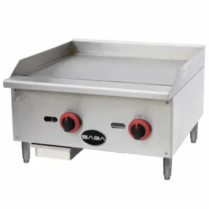 Saba - MG-24 Commercial 24 Griddle Cooktop with 2 Burners Natural Gas/Liquid Propane