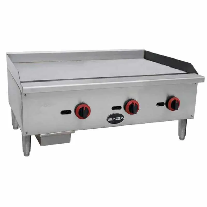 Saba - MG-36 Commercial 36 3 Burners Griddle Cooktop Natural Gas/Liquid Propane
