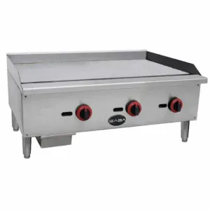 Saba - MG-36 Commercial 36 3 Burners Griddle Cooktop Natural Gas/Liquid Propane