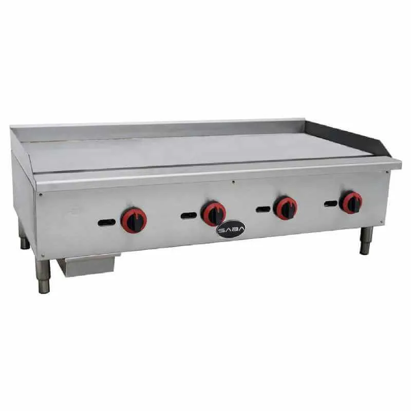 Saba - MG-48T Commercial 48 Thermostatic Griddle 4 Burners Cooktop Natural Gas/Liquid Propane