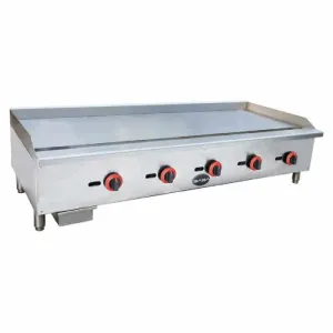 Saba - MG-60T Commercial 60 Thermostatic Griddle Cooktop with 5 Burners Natural Gas/Liquid Propane
