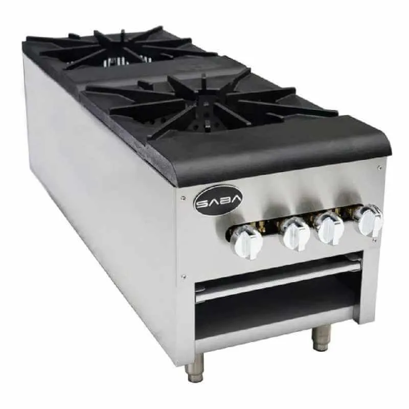 Saba - SP-2 Commercial 18 Double Burner Cooktop Stock Pot Natural Gas